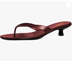 Pazzion Dark Red Open Toe Kitten Heels Flip Flops Slip On Thong Sandals